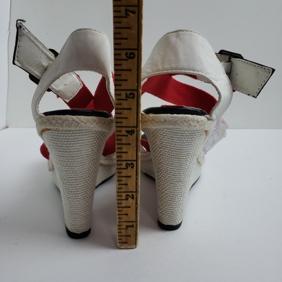 Red White Slingback Open Toe sz 9 Platform - Picture 2 of 8